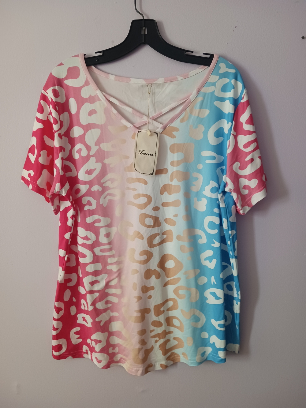 New Fashionable Multi-Color Leopard Print V-Neck Top